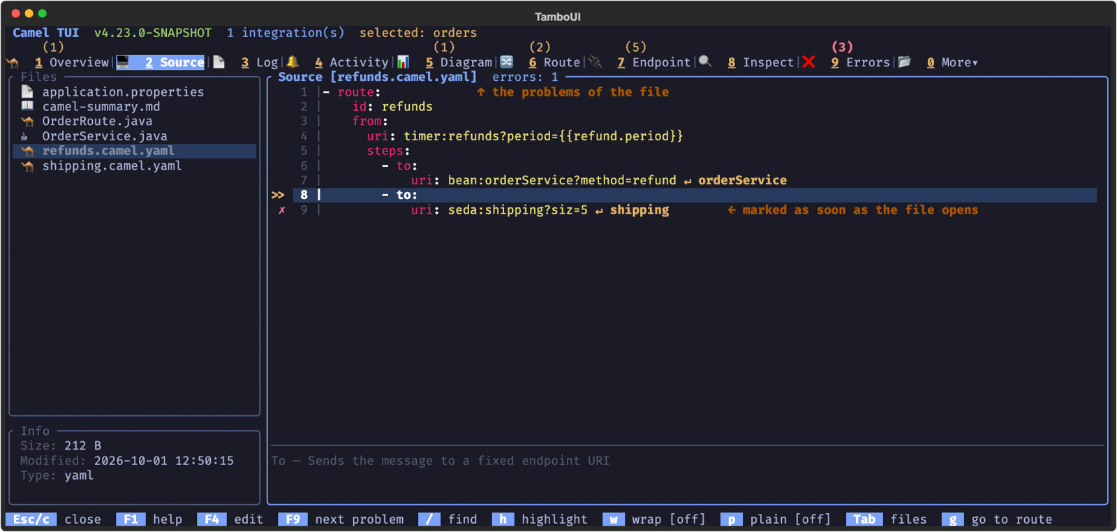 The problem of a YAML route marked when the file opens